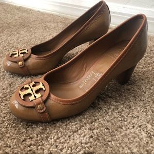 Tan Tory Burch Block Heel